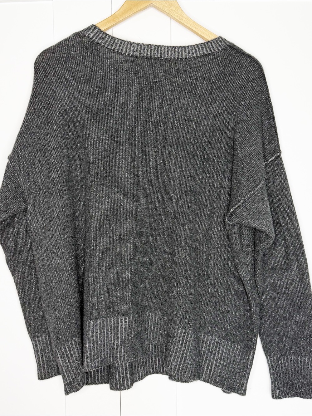 Eileen fisher cashmere & wool sweater 1X gray relaxed quiet luxury minimalist - Picture 3 of 7